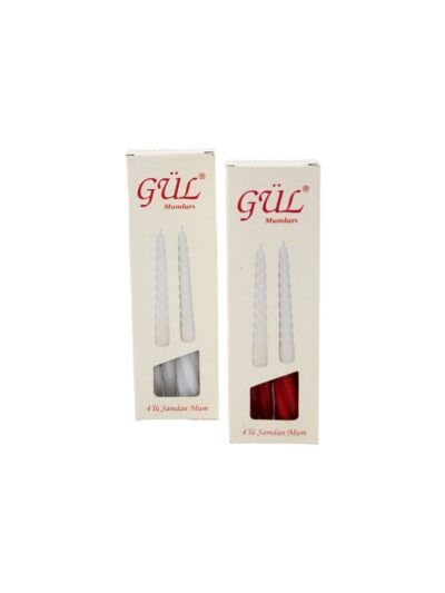4PCS Şamdan - Burgulu Mum Beyaz - Renkli 17CM