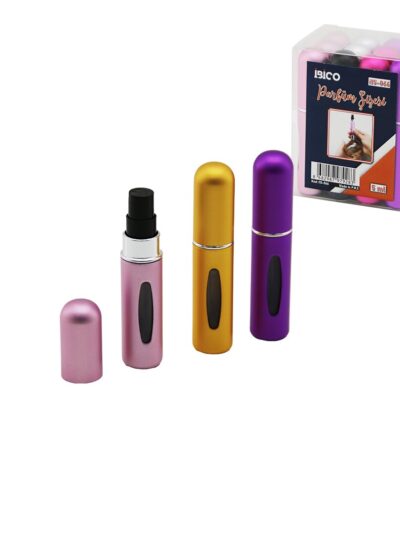 12 Adet Mini=cep - Çanta Boy Boş Sprey Parfüm Şişesi 5ML Renkli Pls. Seviye Pencereli
