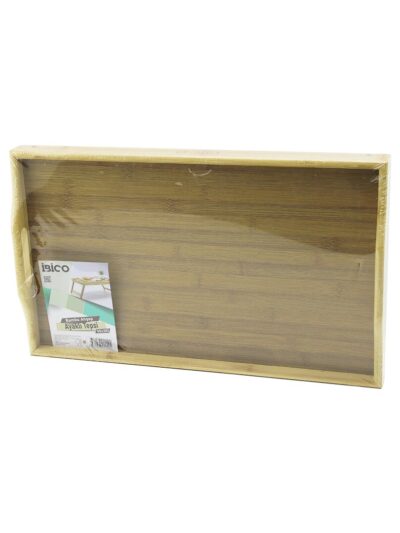 DİKDÖRTGEN=30X50CM Aç Kapa Ayaklı = 20CM Ahşap Bambu Sunum Tepsi