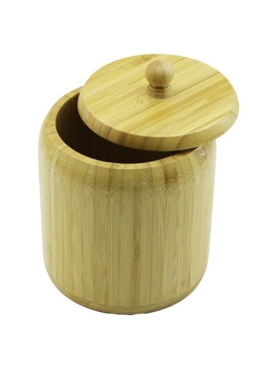 NO-12 Ahşap - Bambu Şekerlik Kapaklı Çap: 11.3CM Derinlik: 11CM