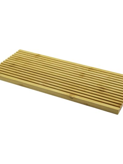Dikdörtgen Çift Taraflı=düz - Dalgalı Oyuk Kanallı Ahşap Bambu Sunum Tepsi 17X39X1.5CM