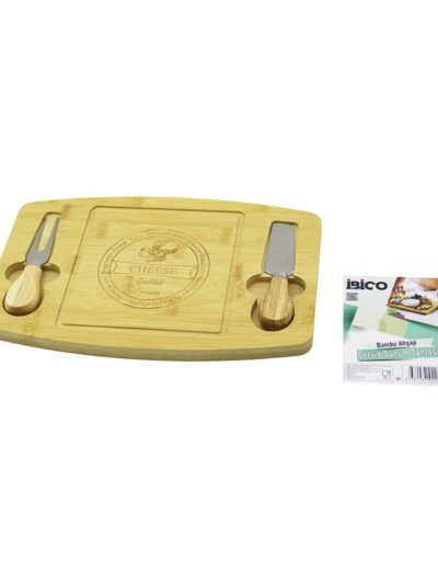 Dikdörtgen - Bombeli KENAR2-BIÇAK=SAĞ-SOL Ahşap Bambukahvaltı Peynir Sunum Pano Bıçak=ahşap SAPLI19X28.7X1.4CM