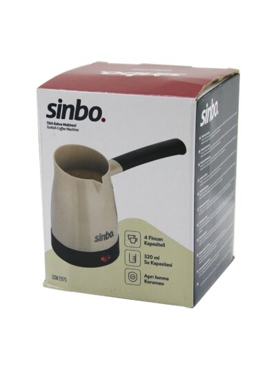 Sinbo SCM-2975 Elektrikli Cezve Pls.türk Kahve Makine Çelik Gizli REZİSTANS700W 4 Fincan - 320MLTAK-ÇIKAR Kulp
