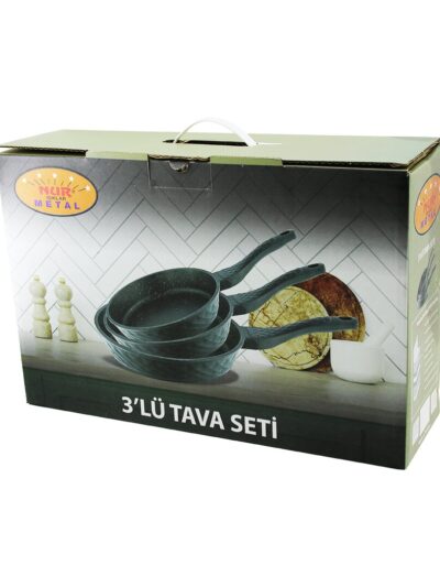 Nur Işıklar Metal 3PCS Döküm Tava Seti 20-24-28CM