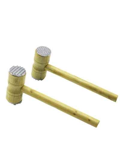 Metal Çift Başlı Ahşap Saplı Tokmak - Et Dövecek Tokmak= 4.3 X 10CM SAPLI=25.5CM