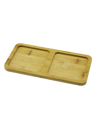 2 Bölmeli Dikdörtgen Ahşap Bambu Yağdanlık Altlık Mini Tepsi 20X10X0.8CM