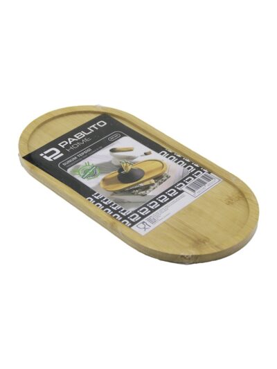 Oval Ahşap Bambu Yağdanık Altlık - Sunum Tepsi 12X24X0.8CM