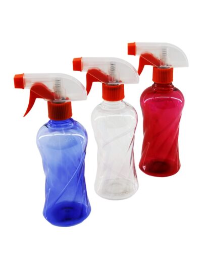 350ML Renkli Şeffaf Uzun - Plastik - Burgulu Boş Sprey Püskürtücü Şişe