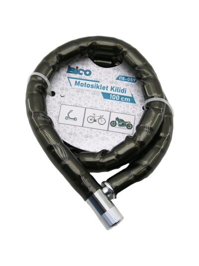 Tüp Anahtarlı Metal Kafa Çelik Motor - Bisiklet Kilit Silindirik Spiral Kilit Siyah Kılıf 22MM X 100CM