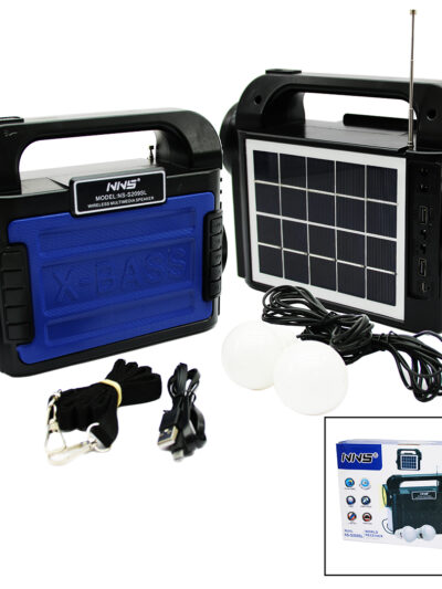 3IN1 - Solar 2İN1 El Feneri - Radyo - MP3 Bluetooth - Usb/ Tf Port - 2 Parça Ampul Kablolu - Powerbank