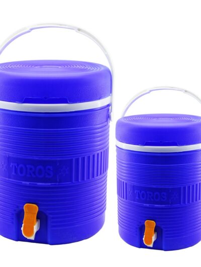 Toros 2Lİ SET=14+6LT Yuvarlak Termos Mavi Plastik Musluklu - Taşıma Kulplu BRKT-501575