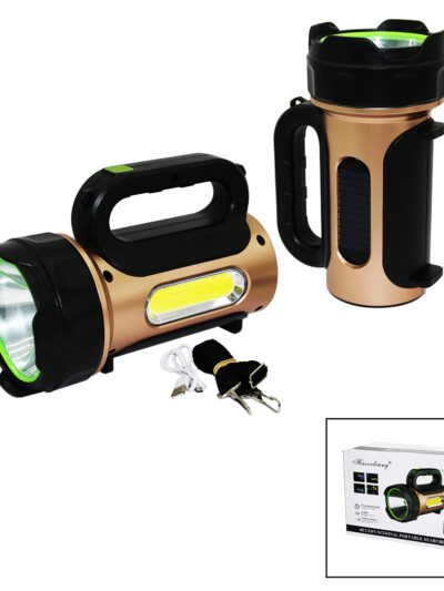 10W - Solar - Usb Şarjlı 2IN1 El Feneri Renkli Fonksiyonel Smd Led