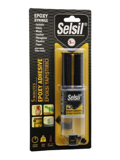 Selsil Epoxy Syrınge Adhesive Şırınga Epoksi Yapıştırıcı 28GR. Alüminyum - Cam - Porselen - Seramik - Ahşap - Metal