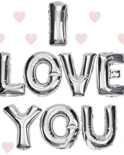 I Love You Folyo Balon Gümüş Renk 35 CM